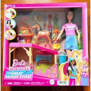 Barbie Toy Stable Playset with Fashion Doll, Small Pony & 10+ Accessories